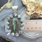 Sterling Silver Southwestern Style Blackjack & Golden Hill Turquoise Pendant For Women