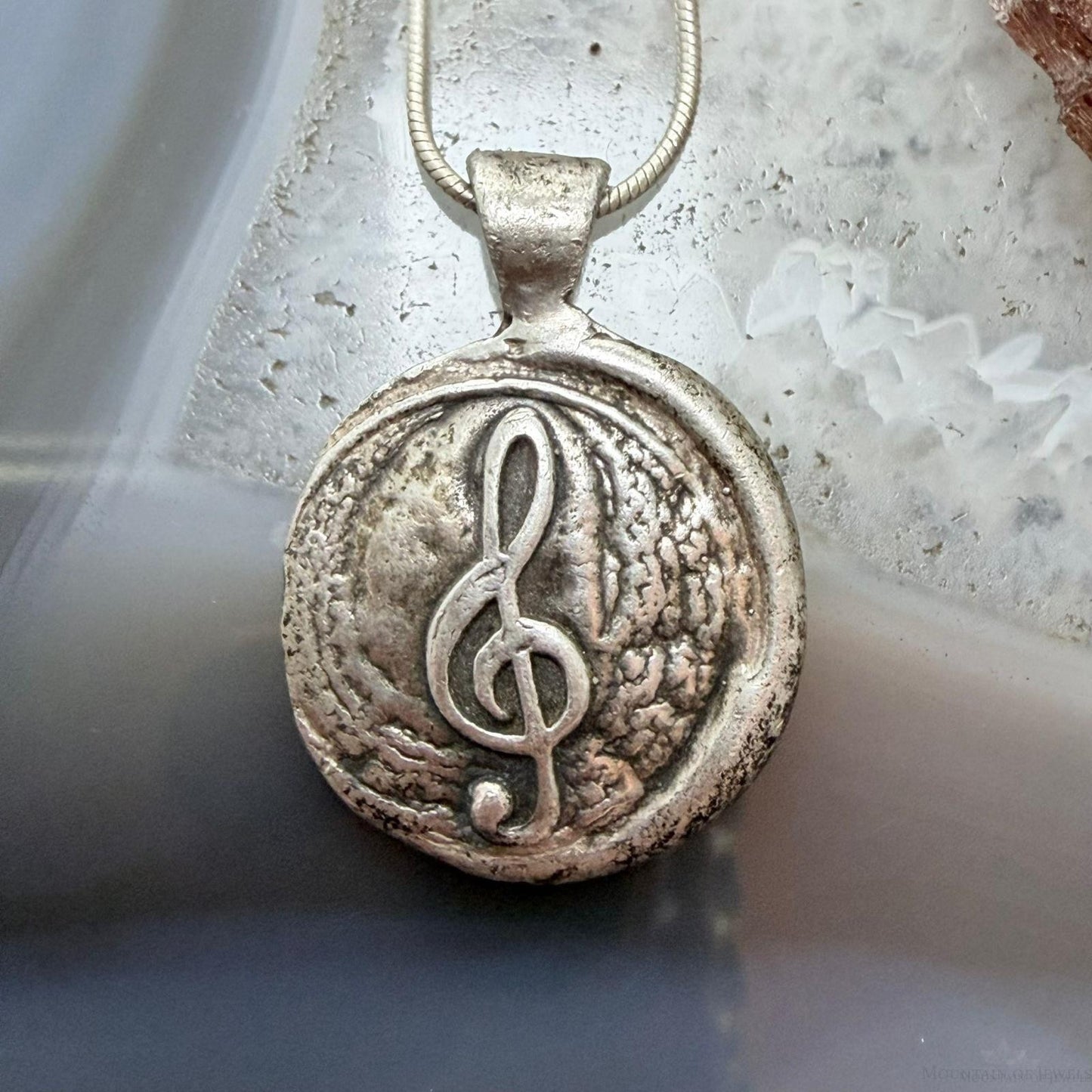 Vintage Sterling Silver Treble Clef Unisex Pendant