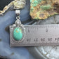 Sterling Silver Southwestern Style Oval Green Turquoise Decorated Pendant For Women