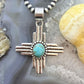 Sterling Silver Southwestern Style Oval Mohave Turquoise Unisex Zia Pendant #1