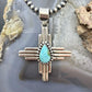 Sterling Silver Southwestern Style Teardrop Turquoise Unisex Zia Pendant