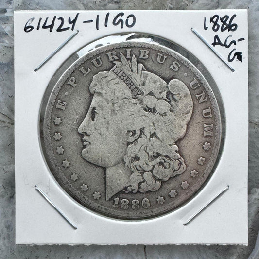 1886 US 90% Morgan Silver Dollar AG-G #61424-11GO