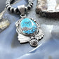 Sterling Silver Southwestern Style Large Egg-shape Kingman Turquoise Pendant For Women