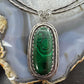 Vintage Silver Southwestern Style Large Oval Malachite Set In Double Wire Choker For Women