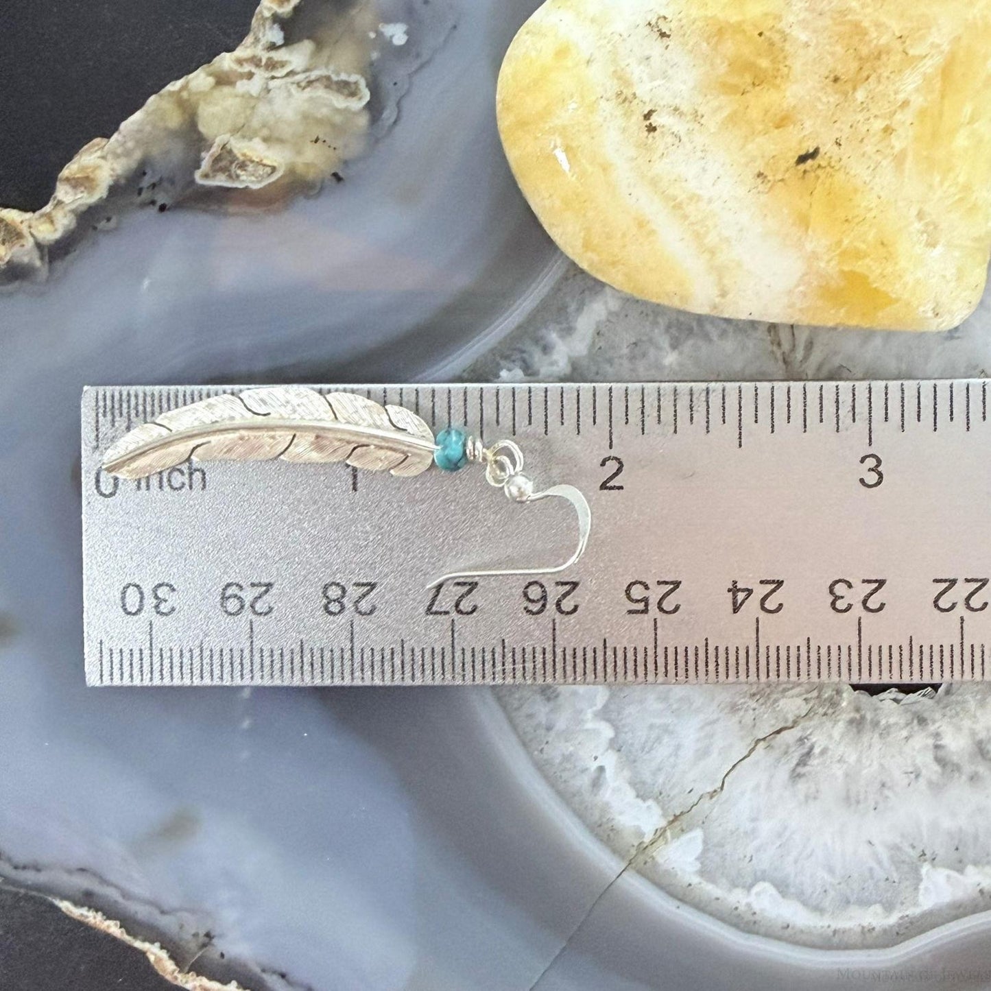 Anthony Gatewood Sterling Silver & Turquoise Bead Feather Dangle Earrings For Women