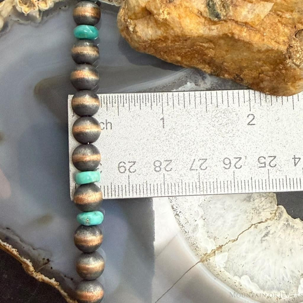 Southwestern Style 8mm Copper Navajo Pearl Round & Turquoise 18"-20" Necklace