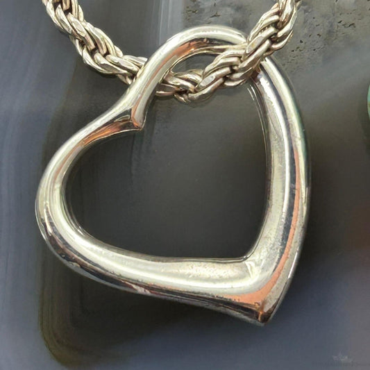 Sterling Silver Puff Abstract Fashion Heart Pendant For Women