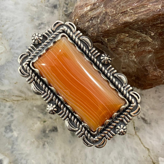 Carolyn Pollack Sterling Silver Elongated Rectangle Carnelian Ring Sz 8.5, 9.25