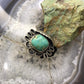 Vintage Signed Native American Silver Turquoise Floral Ring Size 6.25 For Women