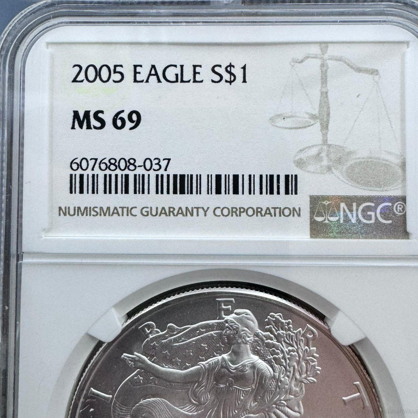 2005 US American Silver Eagle .999 Fine Silver NGC MS69 #6076808-037