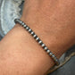 Sterling Silver 4mm Navajo Pearl Beads 6.5" Stretch Bracelet For Women