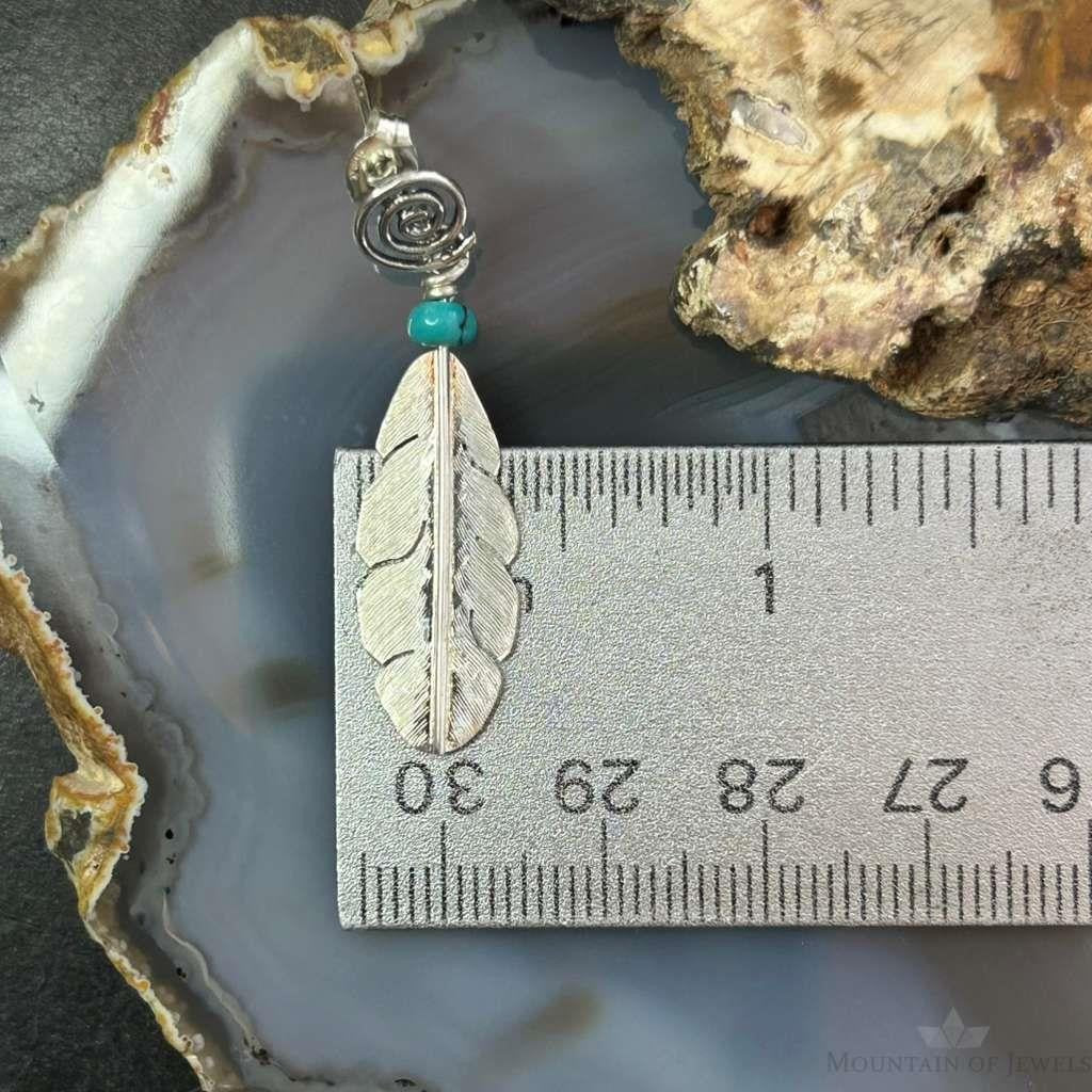 Anthony Gatewood Sterling Silver & Turquoise Spiral Feather Dangle Earrings For Women