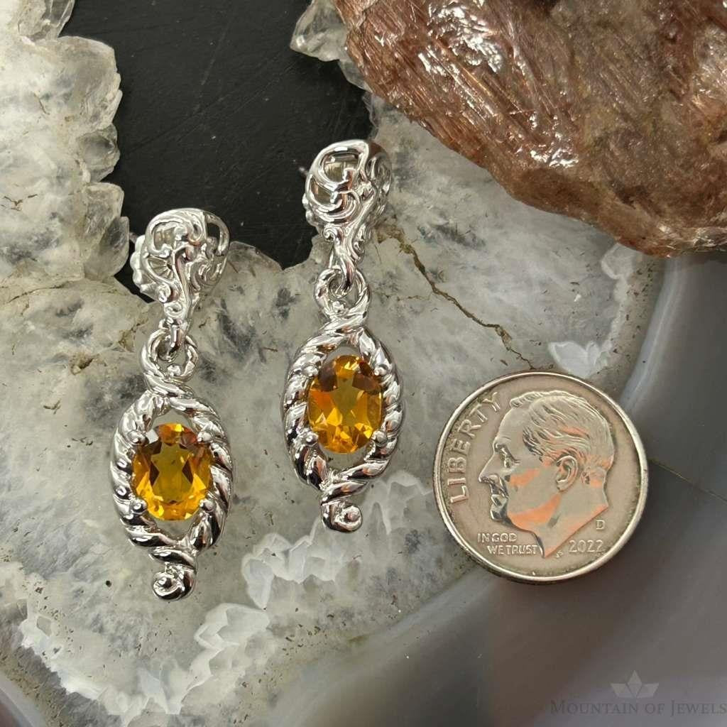 Carolyn Pollack Sterling Silver Faceted Citrine Dangle Earrings For Women