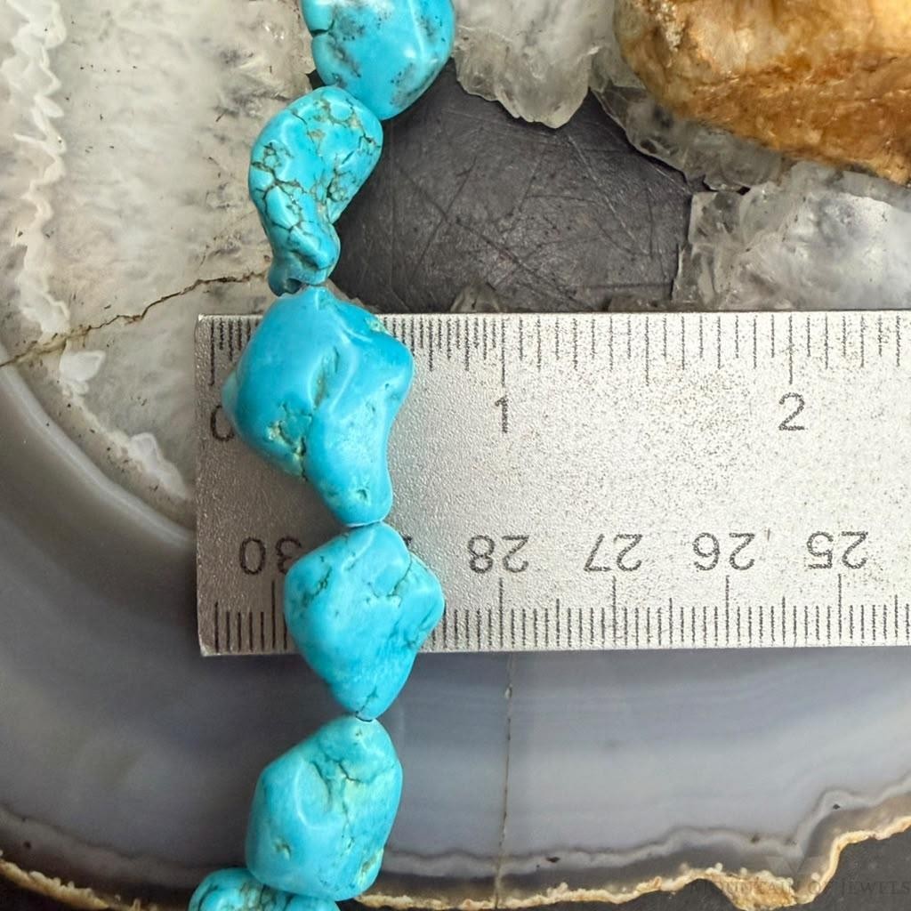 Vintage Native American Rough Natural Turquoise 29" Necklace For Women