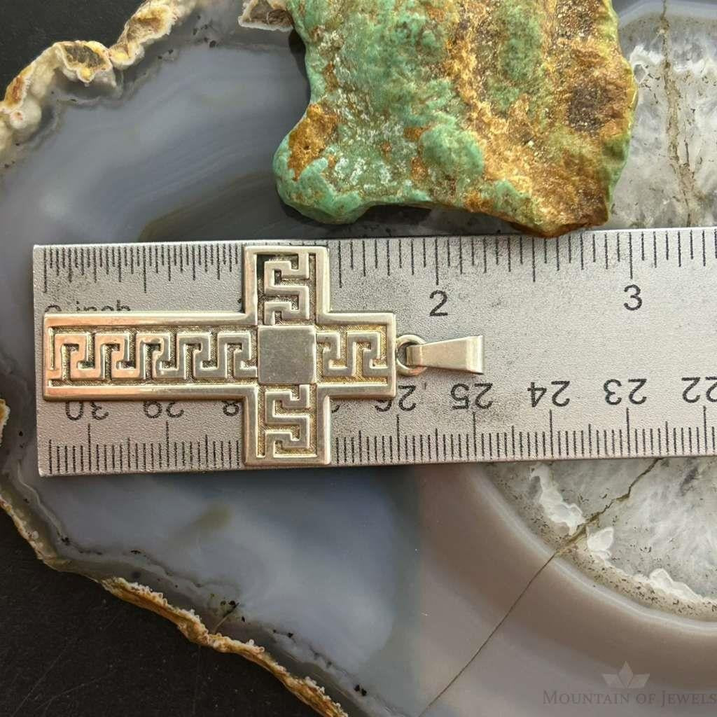 Sterling Silver Overlay Unisex Decorated Cross Pendant