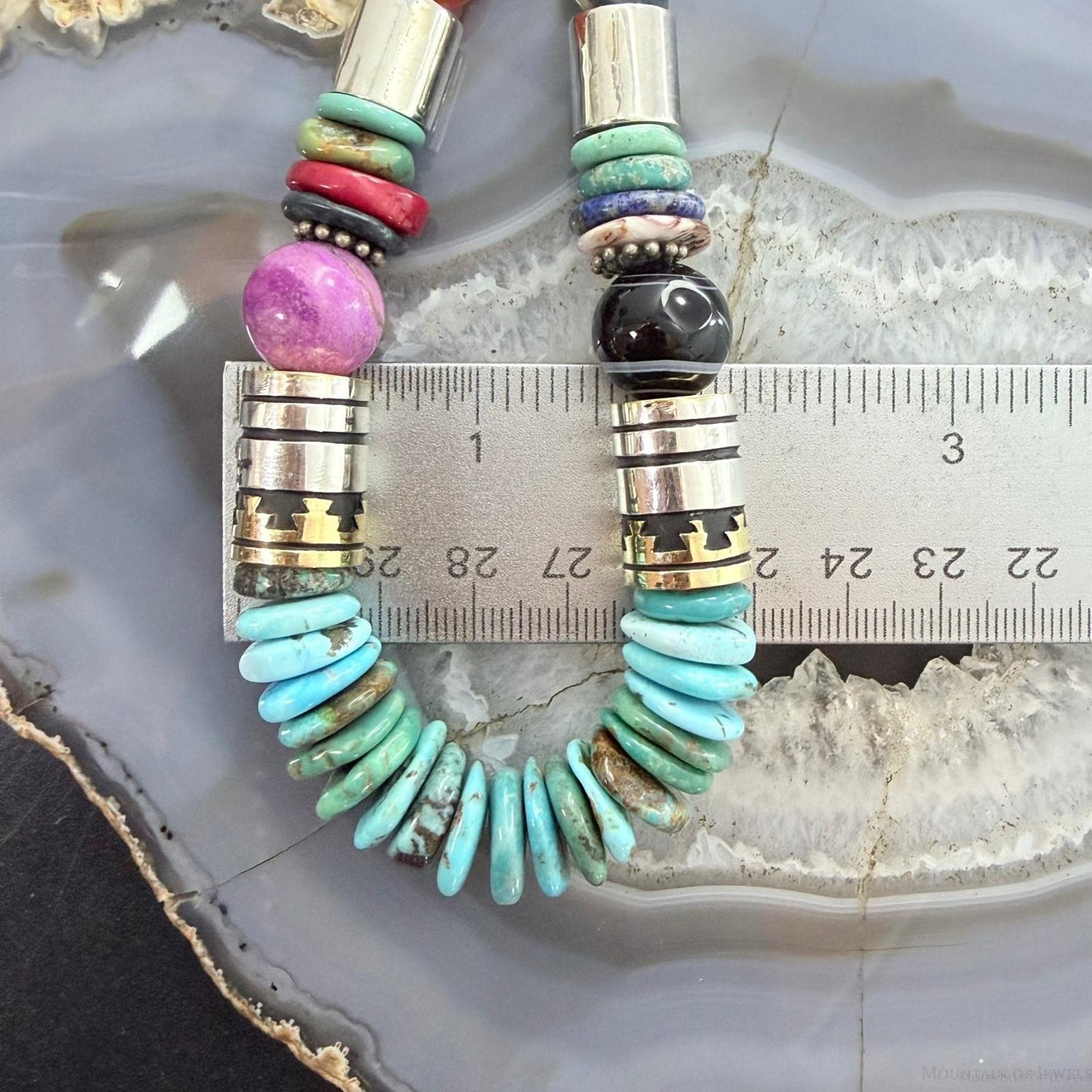 Tommy & Rosita Singer Sterling Turquoise & Multistone Beads 21" Necklace #1