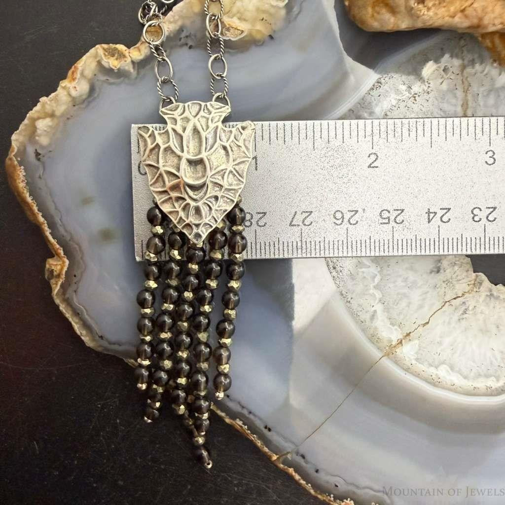 Carolyn Pollack Sterling Silver Arrowhead & Smoky Quartz 16" Necklace For Women