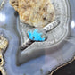 Native American Signed Sterling Silver Natural Turquoise Flexible Bracelet For Women