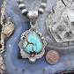 Sterling Silver Southwestern Style Large Chubby Teardrop Sierra Bella Turquoise Pendant For Women