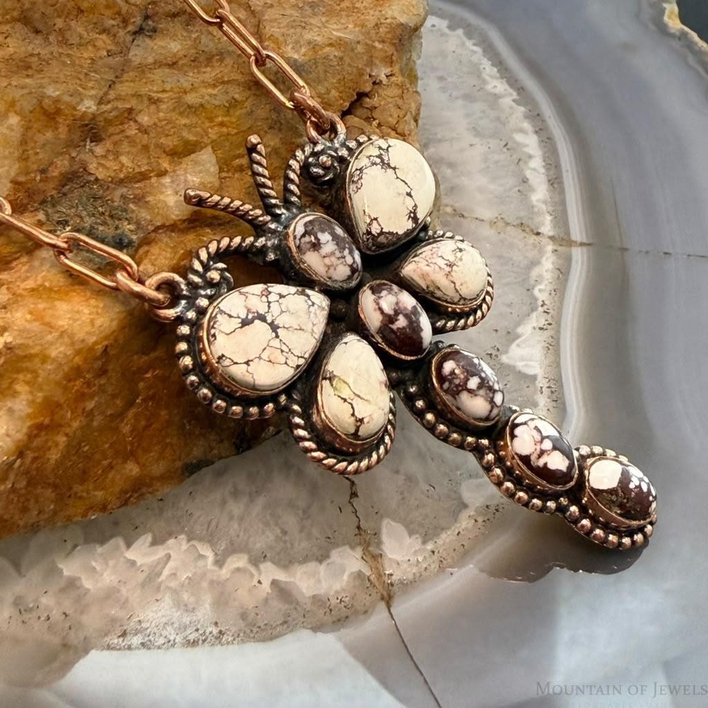 Copper Southwestern Style Wild Horse Dragonfly Pendant Necklace For Women