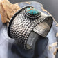 Tawney Cruz-Willie Sterling Silver Hammered Texture Turquoise Heavy Bracelet
