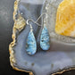 Sterling Silver Elongated Teardrop Blue Ice Jasper Slab Dangle Earrings For Women #205