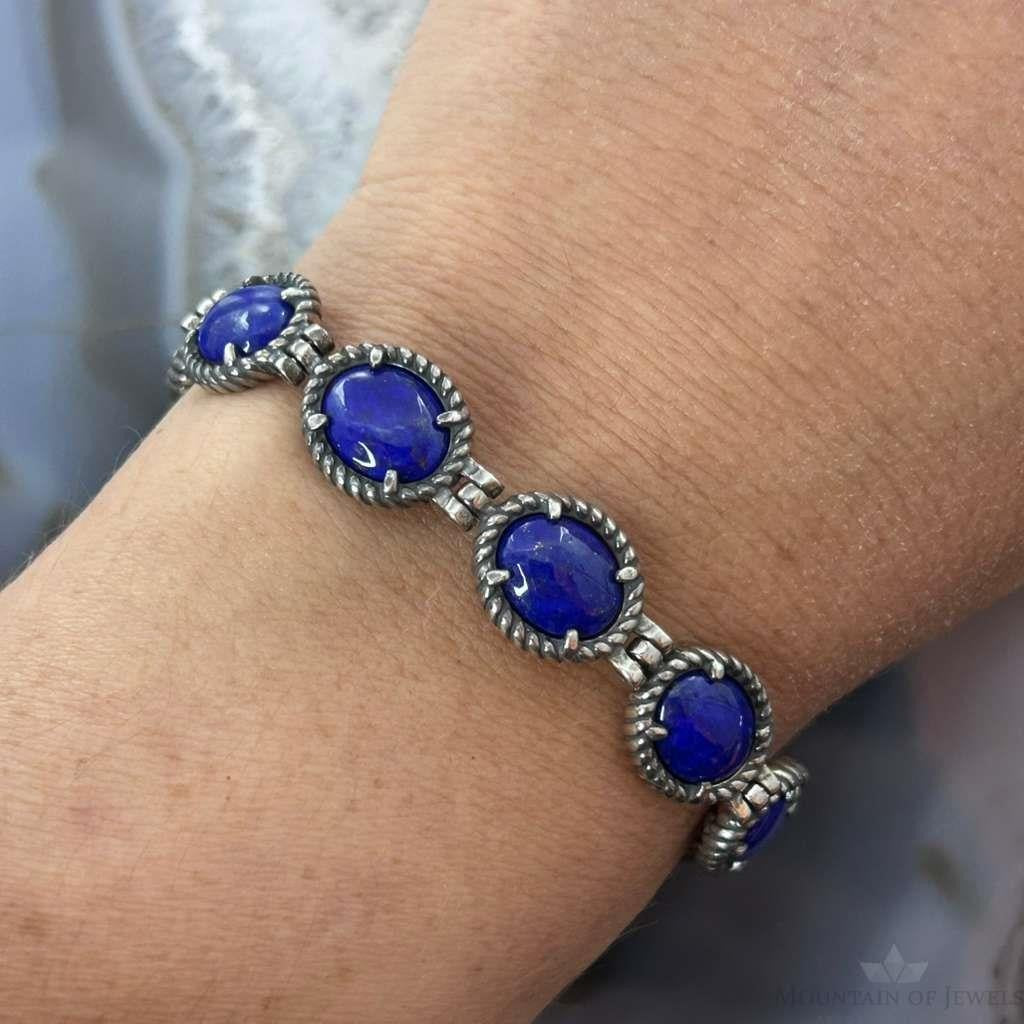 Carolyn Pollack Sterling Silver Lapis & Red Jasper Double Sided Toggle Link Bracelet