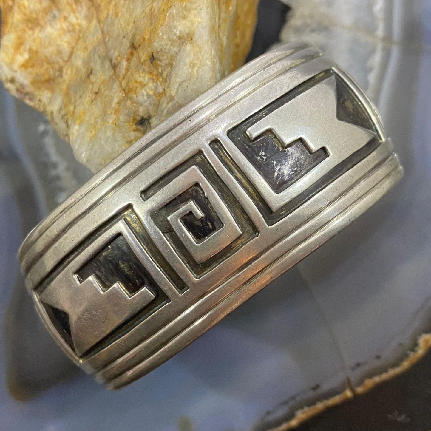 Vintage Native American Silver SW Motif Hopi Overlay Bracelet For Women #1