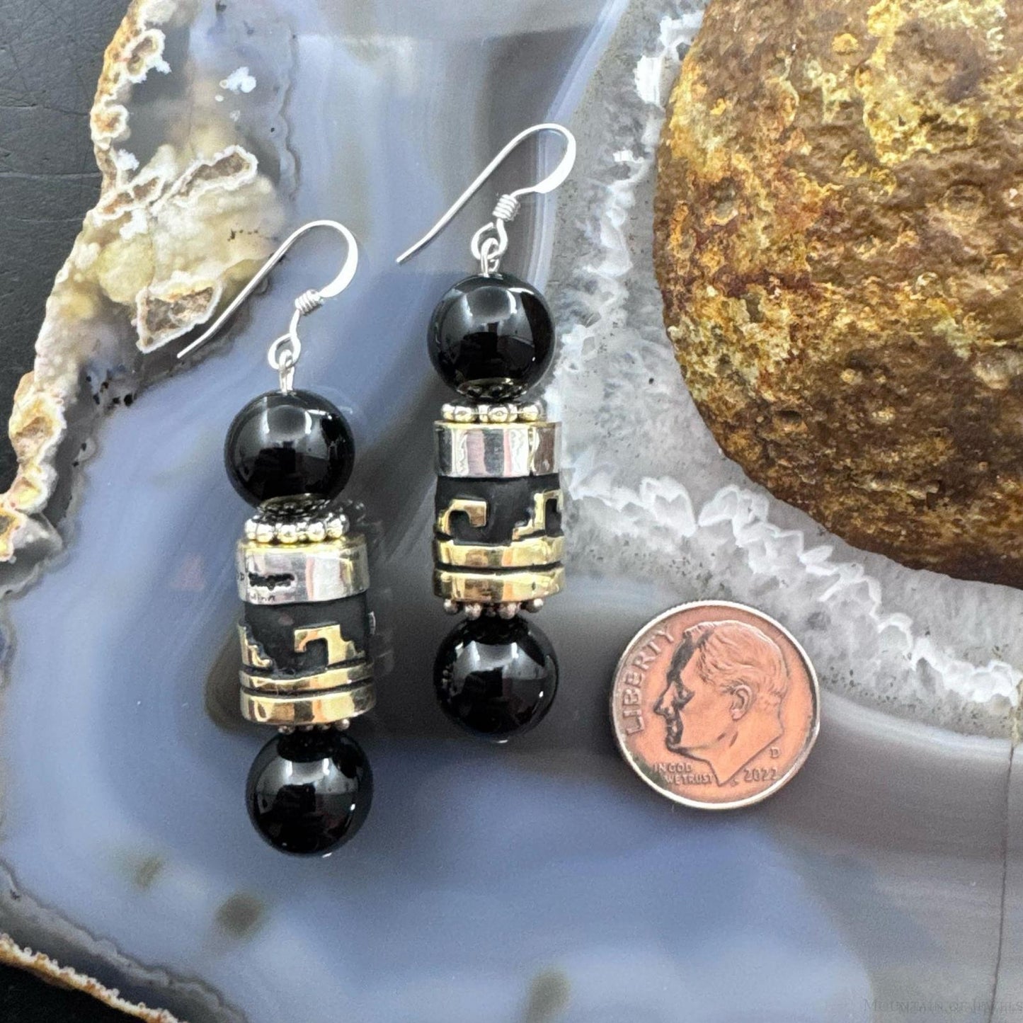 Tommy & Rosita Singer Sterling Silver Onyx Beads Dangle Earrings For Women