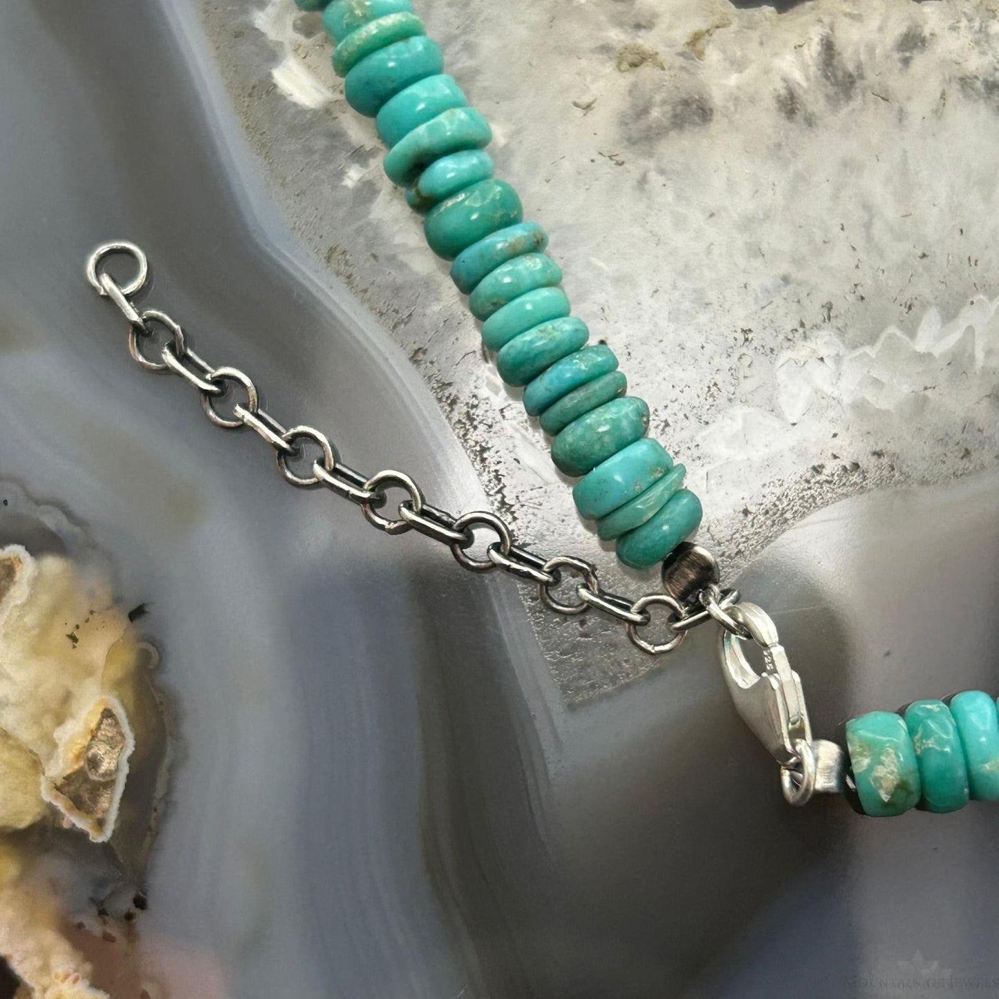 Sterling Silver Southwestern Style Turquoise Beads & Sterling Beads 18"-20" Necklace For Women