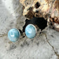 Sterling Silver Southwestern Style Rounded Larimar Stud Earrings For Women