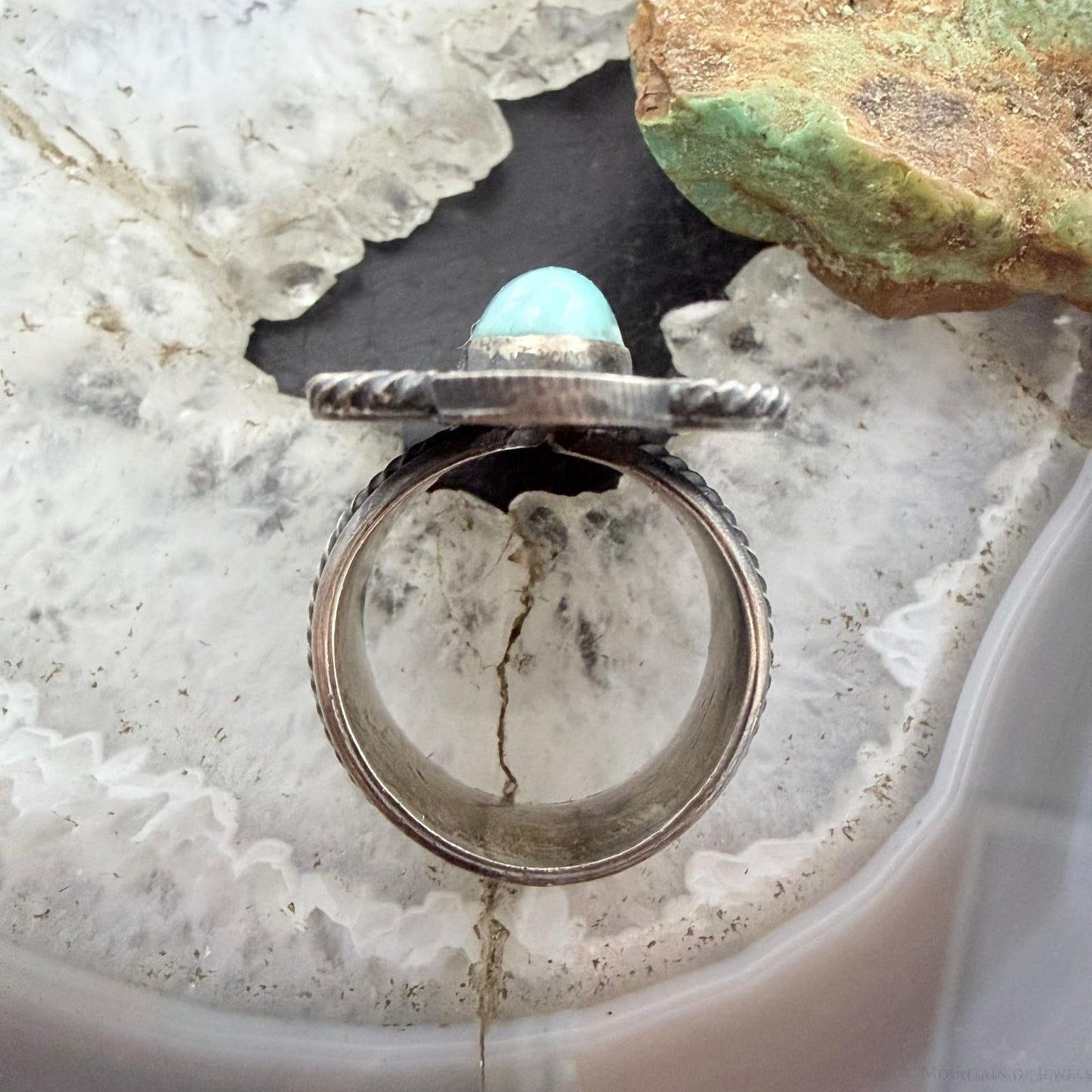 Michael Calladitto Native American Sterling Silver Turquoise Ring Size 7 For Women