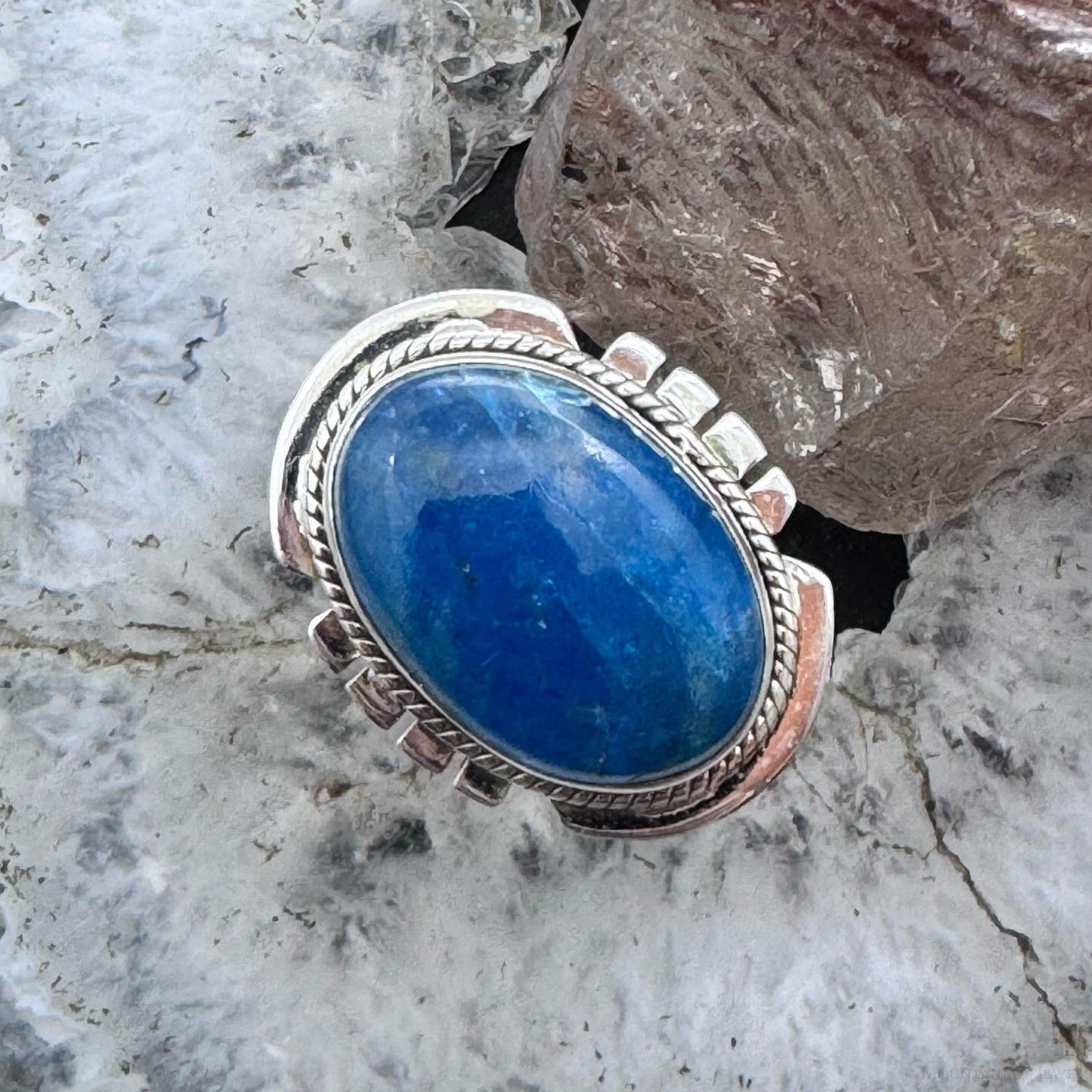 Sterling Silver Southwestern Style Oval Chrysocolla Ring Size 7.75 For Women