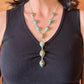 Sterling Silver Southwestern Style Turquoise #8 Cluster Lariat 28" Necklace For Women