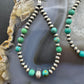 Sterling Silver 3-5mm Navajo Pearl Southwester Style & 4.5mm Turquoise Bead Hoop Earrings For Women