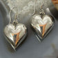 Silver Puff Heart Dangle Earrings For Women