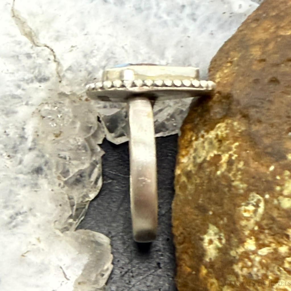 Sterling Silver Southwestern Style Teardrop Golden Hill Turquoise Adjustable Ring For Women