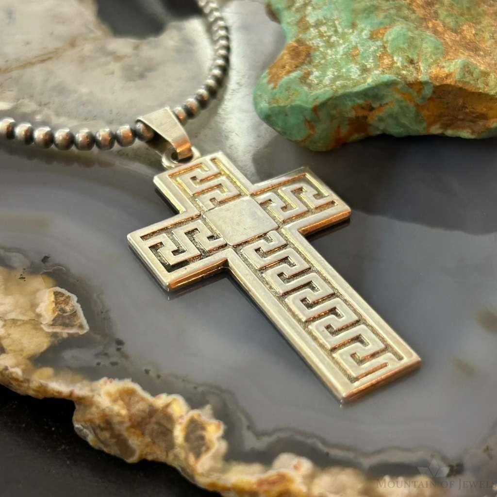 Sterling Silver Overlay Unisex Decorated Cross Pendant