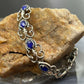 Carolyn Pollack Sterling Silver Oval Faceted Lapis Decorated Link Bracelet For Women