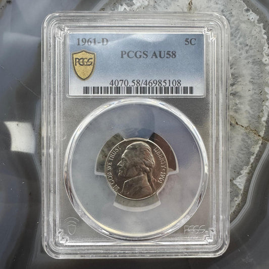 1961-D US Jefferson 5 Cents PCGS AU58 #108