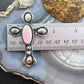 Richard Yazza Sterling Silver Oval Pink Conch Decorated Unisex Cross Pendant