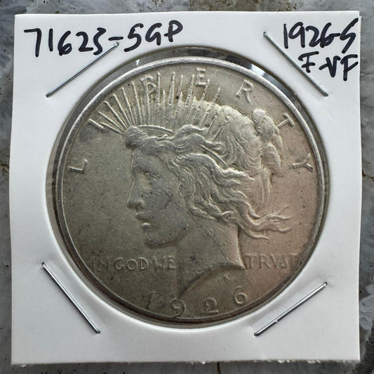 1926-S US 90% Peace Silver Dollar F-VF #71625-5GP
