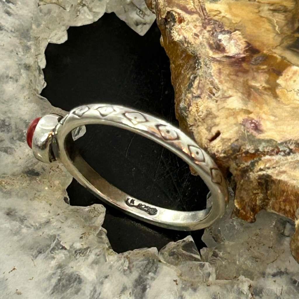 Carolyn Pollack Sterling Silver Orange Spiny Oyster Slim Ring Size 9.5 For Women