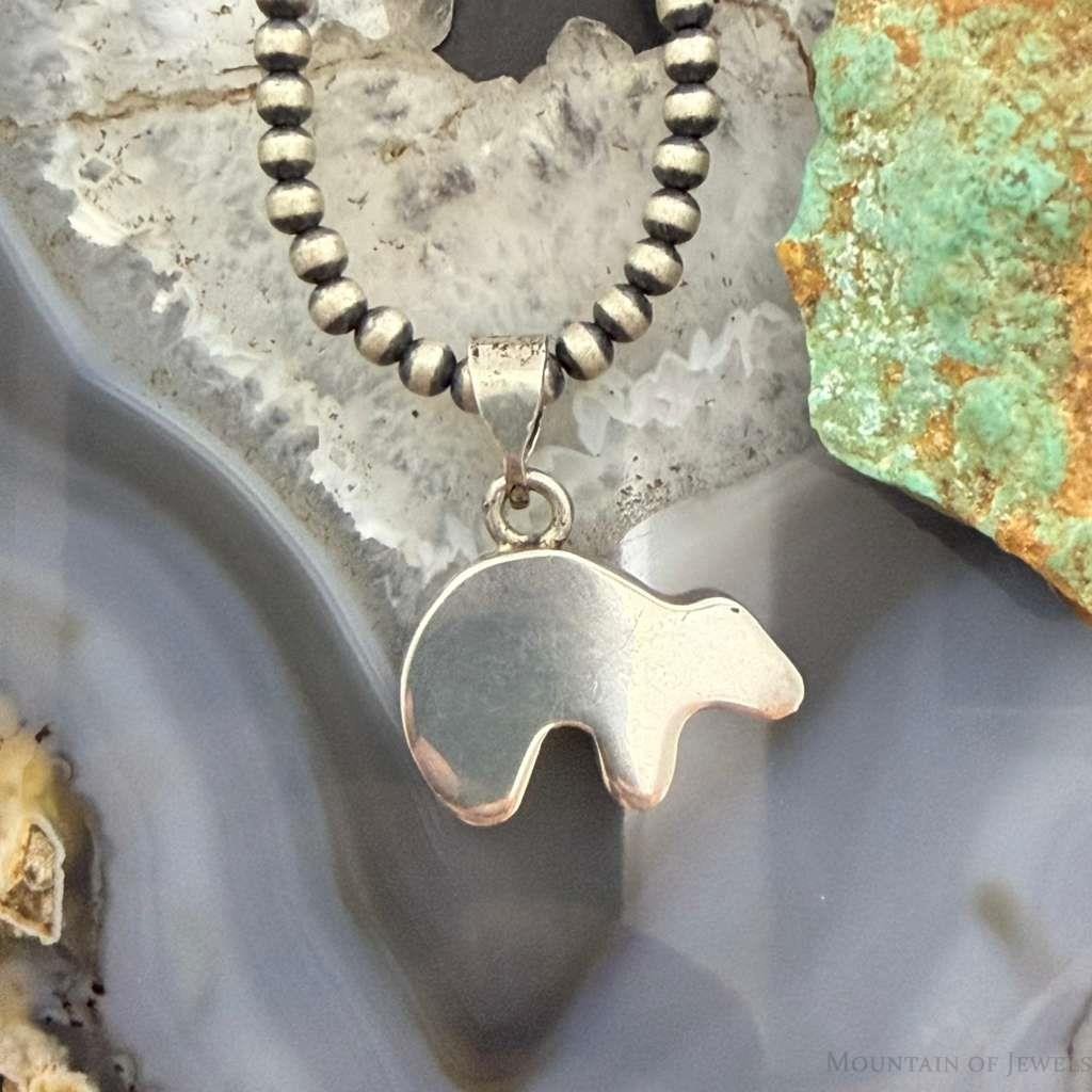 Vintage Native American Silver Fetish Bear Pendant For Women