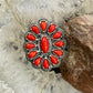 Carolyn Pollack Southwestern Style Sterling Silver Red Coral Decorated Flower Cluster Ring For Women