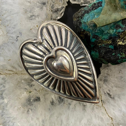 Carolyn Pollack Southwestern Style Sterling Silver Decorated Heart Ring For Women