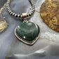 Sterling Silver Southwestern Style Malachite Heart Shape Pendant For Women
