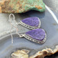 Sterling Silver Southwestern Style Teardrop Charoite Dangle Earrings For Women