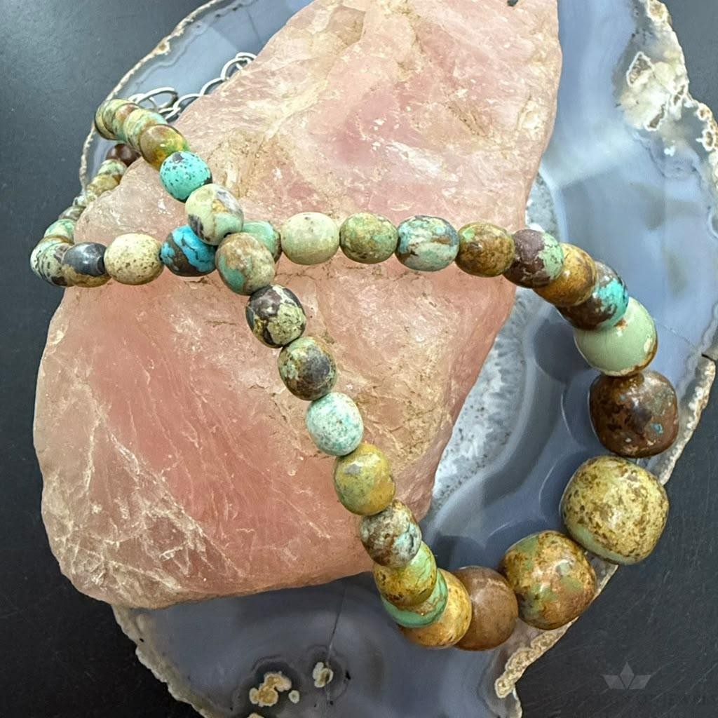 Desert Rose Trading Sterling Silver Graduated Turquoise Beads Necklace For Women