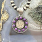 Genuine 1943 90% Silver Mercury Dime Coin w/Purple Dahlia Unisex Decorated Pendant